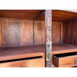 Chinese Brown Huali Dragons Motif Tall Stack Compound Cabinet Armoire cs7636S