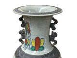 Orient Crackle Gray Warrior Graphic Artistic Pottery Ceramic Vase ws4704S