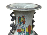 Orient Crackle Gray Warrior Graphic Artistic Pottery Ceramic Vase ws4704S
