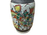 Orient Crackle Gray Warrior Graphic Artistic Pottery Ceramic Vase ws4704S