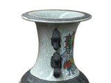 Orient Crackle Gray Warrior Graphic Artistic Pottery Ceramic Vase ws4704S