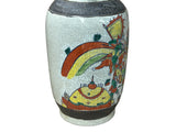 Orient Crackle Gray Warrior Graphic Artistic Pottery Ceramic Vase ws4704S