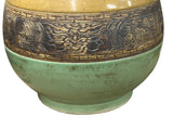 Orient Crackle Green Dragon Motif Ram Heads Artistic Pottery Ceramic Vase ws4706S