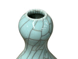 Crackle Pattern Aqua Blue Flare Slender Neck Ceramic Vase ws4715S