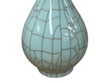 Crackle Pattern Aqua Blue Flare Slender Neck Ceramic Vase ws4715S