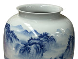 Chinese Blue White Handpaint Mountain Tree Scenery Porcelain Vase ws4762S