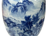 Chinese Blue White Handpaint Mountain Tree Scenery Porcelain Vase ws4762S