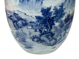 Chinese Blue White Handpaint Mountain Tree Scenery Porcelain Vase ws4762S