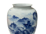 Chinese Blue White Handpaint Mountain Tree Scenery Porcelain Vase ws4762S