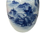 Chinese Blue White Handpaint Mountain Tree Scenery Porcelain Vase ws4762S
