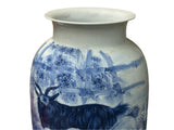Chinese Blue White Handpaint San Yang Kai Tai Scenery Porcelain Vase ws4759S