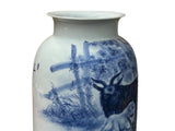 Chinese Blue White Handpaint San Yang Kai Tai Scenery Porcelain Vase ws4759S