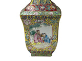 Chinese Yellow Base Canton Famille  Mille Fleurs Porcelain Vase ws4855S