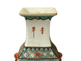 Chinese White Canton Famille Mille Graphic Square Porcelain Vase ws4888S