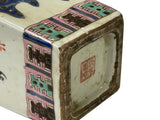 Chinese White Canton Famille Mille Graphic Square Porcelain Vase ws4888S