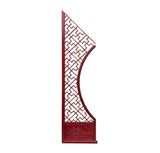 Chinese Reddish Brown Flower Ducks Geometric Round Arch Wood Room Divider GB100S