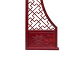 Chinese Reddish Brown Flower Ducks Geometric Round Arch Wood Room Divider GB100S