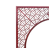 Chinese Reddish Brown Flower Ducks Geometric Round Arch Wood Room Divider GB100S