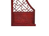 Chinese Reddish Brown Flower Ducks Geometric Round Arch Wood Room Divider GB100S