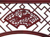 Chinese Reddish Brown Flower Ducks Geometric Round Arch Wood Room Divider GB100S