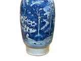 23" Vintage Blue White Scenery Porcelain Elephant Head Ear Art Vase ws4363S