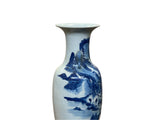 23" Vintage Blue White Scenery Porcelain Elephant Head Ear Art Vase ws4363S