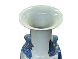 23" Vintage Blue White Scenery Porcelain Elephant Head Ear Art Vase ws4363S