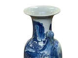 23" Vintage Blue White Scenery Porcelain Elephant Head Ear Art Vase ws4363S