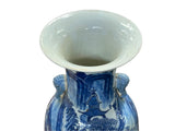 23" Vintage Blue White Scenery Porcelain Elephant Head Ear Art Vase ws4363S