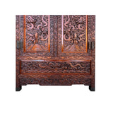 Chinese Brown Huali Dragons Motif Tall Stack Compound Cabinet Armoire cs7636S