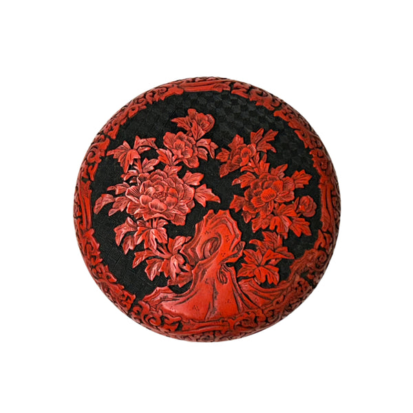 Hand Crafter Vintage Chinese Red Lacquer Round Floral Carving Accent Box ws4406S Hand Crafter Vintage Chinese Red Lacquer Round Floral Carving Accent Box ws4406S
