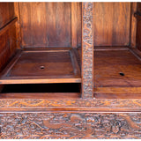 Chinese Brown Huali Dragons Motif Tall Stack Compound Cabinet Armoire cs7636S