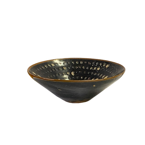 Brown-Black-Glaze-Drip-Drop-Pattern-Ceramic- Bowl-Cup