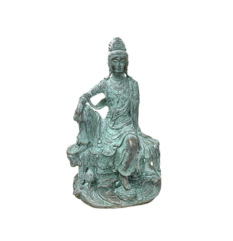 Chinese Rustic Oxidized Patina GuanYin Bodhisattva Metal Buddha Statue GB005S