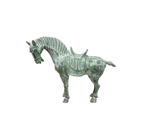 Chinese Rustic Oxidized Patina Color Ancient Style Horse Metal Figure GB007S