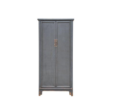 Oriental Weathered Gray Tall Narrow Noodle Cabinet Armoire GB033S