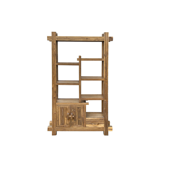 Rustic Thick Bold Wood Multi-Shelves Display Cabinet Bookcase Room Div ...