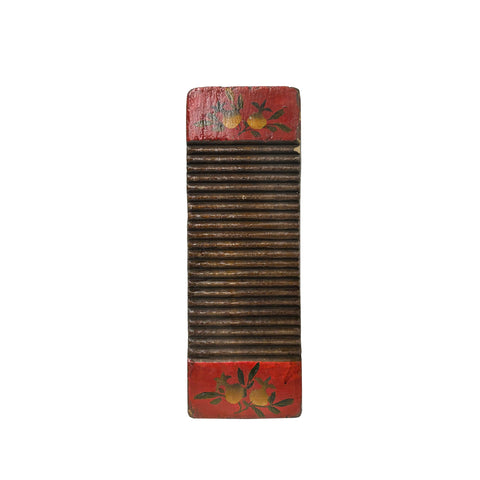 Vintage Restored Distressed Red Flower Graphic Washing Board Wood Panel Art JK272S
