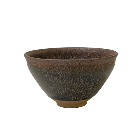 Jianye Pottery bowl - brown black bronze drop glaze cup 