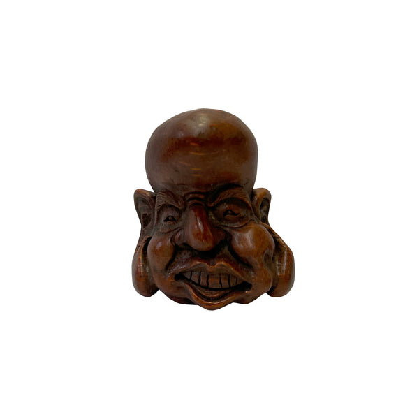 Chinese Natural Bamboo Carved Happy Man Face Display ws3260S Chinese Natural Bamboo Carved Happy Man Face Display ws3260S