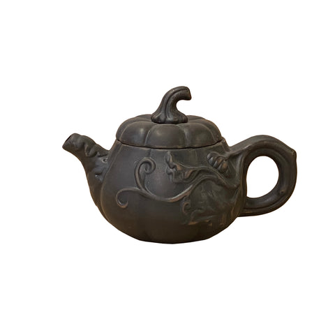 Yixing Zisha Clay Teapot w Pumpkin Lid Accent