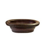 chinese brown wooden bucket - rustic oriental oval bucket