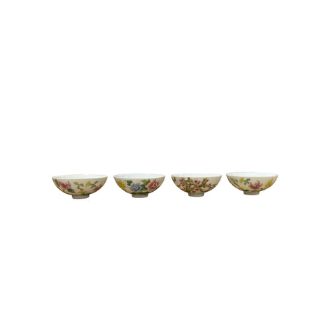 Set 4 Handmade Flower  Graphic White Porcelain Cup Display Art JK291S