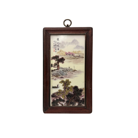 ws3361 Porcelain Mountain Tree Scenery Wall Plaque Panel