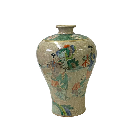 aws3430-Crackle-Beige-Color-People Graphic-Porcelain-Vase