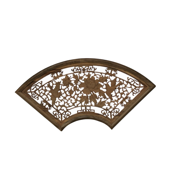 Chinese Fan Shape Birds Flowers Wood Wall Hanging Panel ws3548S Chinese Fan Shape Birds Flowers Wood Wall Hanging Panel ws3548S