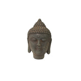 6" Vintage Iron Metal Finish Rustic Buddha Head Display Figure ws3570S