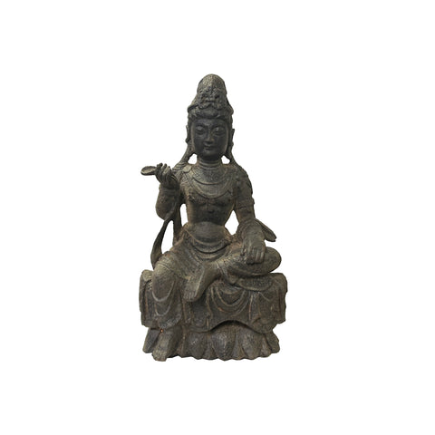 Iron sitting Kwan Yin statue