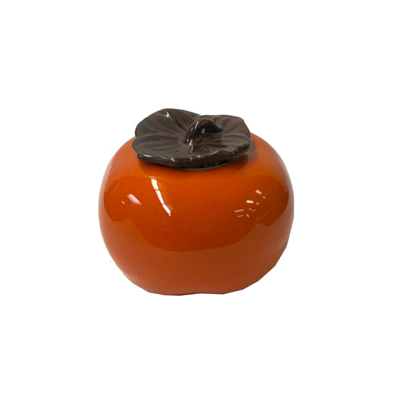 Chinese Orange Ceramic Small Persimmon Shape Display Lid Container ws3580S Chinese Orange Ceramic Small Persimmon Shape Display Lid Container ws3580S