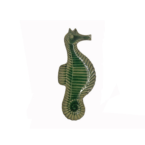 Artistic Green Glaze Ceramic Decorative Seahorse Shape Display Plate ws3871S